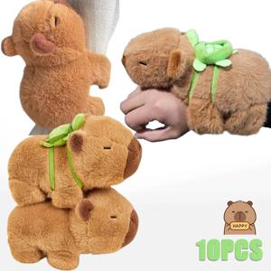 1-20PCS Rytanda Capybara 박수 서클 장난감 슬랩 스냅 랩 팔찌 팔찌 Capybara 플러시 핸드 링 재미 팝 서클 어린이 선물