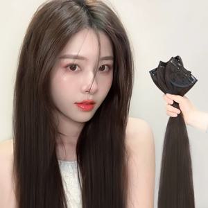 16-24 인치 합성 헤어 패드 보이지 않는 매끄러운 클립 헤어 익스텐션 증가 헤어 탑 사이드 커버 헤어 피스