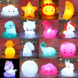 귀여운 LED 밤 빛 곰 유니콘 공룡 토끼 만화 동물 머리맡 램프 어린이 침실 노란색 파란색 분홍색 흰색 빛