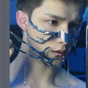 과장 사이버 펑크 럭셔리 여성 마스크 패션, 금속 체인 코 얼굴 장식, 트렌디 쥬얼리 가장 무도회 액세서리 선물