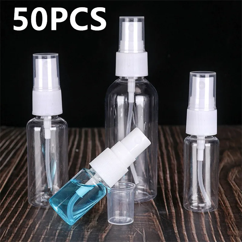10/50PCS 10ml 20ml 30ml 50ml 100ml 플라스틱 리필 용 병 향수 병 분무기 빈 스프레이 병 휴대용 여행 도구