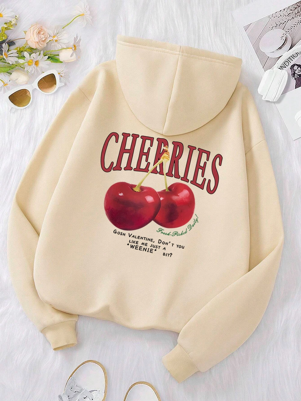 체리 Cosh 발렌타인 재미 있은 인쇄 Hoody 남성 여성 힙합 풀오버 까마귀 느슨한 따뜻한 운동복 패션 양털 의류 커플
