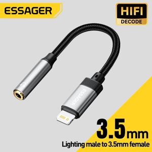 Essager 라이트닝-3.5mm 잭 오디오 어댑터 헤드폰 Aux 케이블, USB C타입-3.5 어댑터, OTG C타입, 아이폰 샤오미 원플러스용