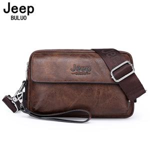 JEEP BULUO 브랜드 소형 남성 가방, 하이 퀄리티 가죽 숄더 크로스 바디 토트 클러치 핸드백, 비즈니스 다크 브라운, 블랙 패션, 신제품