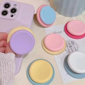 귀여운 마카롱 실리콘 라운드 마그네틱 홀더 그립 Tok Griptok 전화 스탠드 홀더 패드 Magsafe Smart Tok 용 iPhone 15 지원