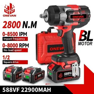 ONEVAN 2800N.M 2800W 브러시리스 전기 임팩트 렌치 1/2인치 무선 렌치 스크루드라이버 파워툴 (마키타 18V 배터리 핀용)
