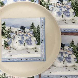 10/20pcs 33*33cm 2-Ply 크리스마스 냅킨 축제 파티 장식 종이 세 크리스마스 눈사람 만화 인쇄 종이 Placemats