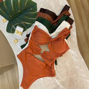 원 숄더 수영복 여성 수영복 2025 섹시한 비키니 여성 Biquini Hollowen 수영복 컷 아웃 바디 슈트 Bathingsuit Beachwear