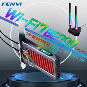 FENVI WIFI 7 FV-BE8800RGB PCIE 무선 Wi-Fi 카드 어댑터 Bluetooth5.4 BE200NGW PC Win10/11 용 8774Mbps 트라이 밴드 2.4G/5G/6GHz