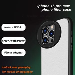 iPhone 16 Pro Max 용 휴대 전화 케이스는 52mm 필터를 연결할 수 있습니다. 사진 액세서리 도금 소프트 TPU 전체 렌즈 보호 케이스