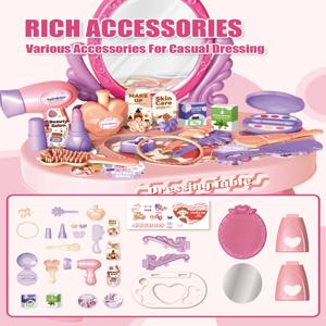 30pcs 어린이 드레싱 테이블 장난감 소녀 시뮬레이션 홈 메이크업 및 메이크업 보석 상자 3-4 5-6 세 아기 생일 선물