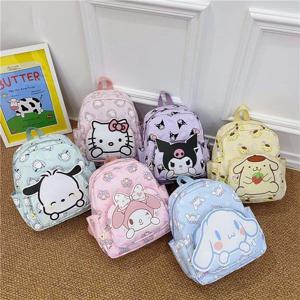 27x34cm Kawaii Sanrio 헬로 키티 Cinnamoroll 마이 멜로디 쿠로미 만화 책 가방 학생 배낭 대용량 숄더백 선물
