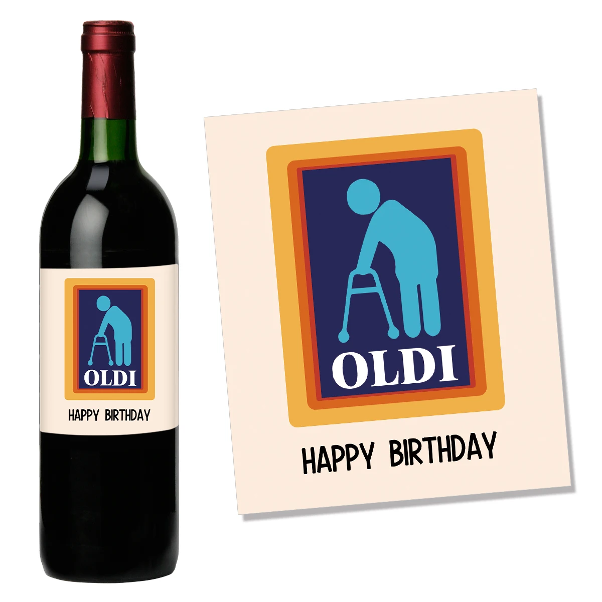 4 개/갑 그를위한 Oldi 생일 축하 와인 병 레이블 남자를위한 와인 선물 레이블 아빠 친구 재미 있은 생일 와인 병 스티커