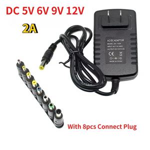 DC 5V 6V 9V 12V 2A 전원 공급 장치 어댑터 충전기 AC 110V 220V AC DC 전원 어댑터 DC 플러그 변환기 EU 미국 8pcs 연결 플러그