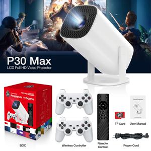 안드로이드 11 게임 프로젝터 P30MAX 64GB TF 카드 무선 게임 컨트롤러 듀얼 WIFI 1280*720P 홈 시어터 휴대용 프로젝터