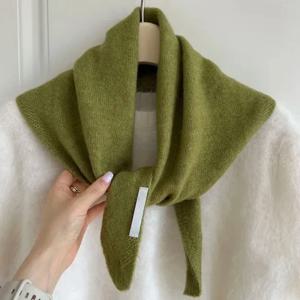 영국 한국어 스타일 틈새 양모 니트 삼각형 스카프 여성 Headscarf 니트 스카프 다기능 따뜻한 니트 스카프