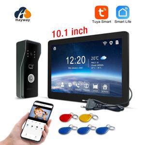 Hayway 투야 와이파이 스마트 1080P 비디오 인터콤 시스템, 모바일 감지 IPS 풀 터치 모니터, ID 액세스 제어 잠금 해제, 10 인치