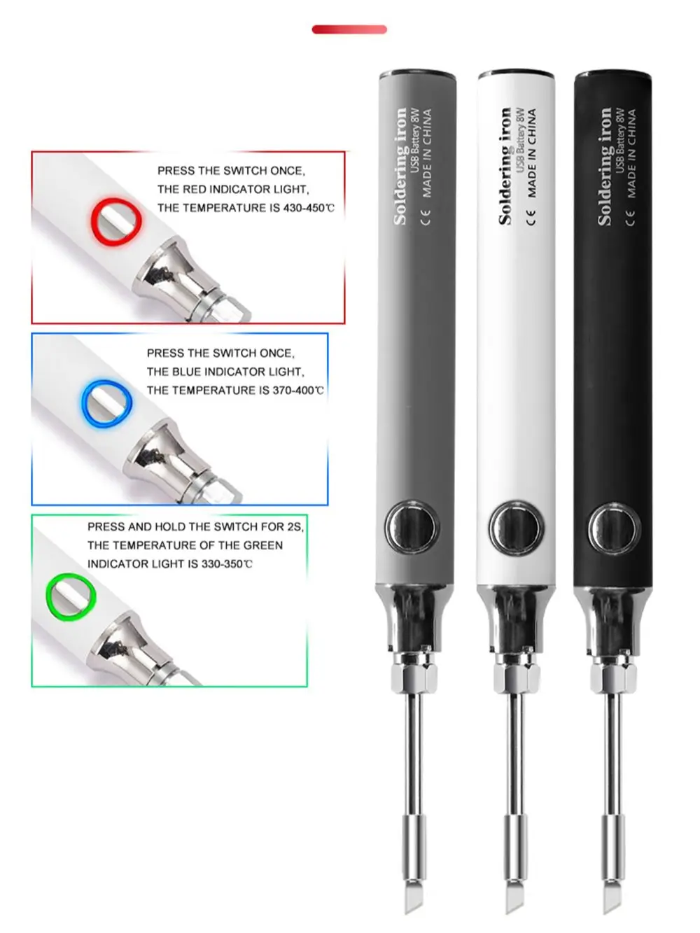 무선 충전 전기 납땜 인두 납땜 인두 USB 5V8W 빠른 충전 리튬 배터리 휴대용 수리 용접 도구