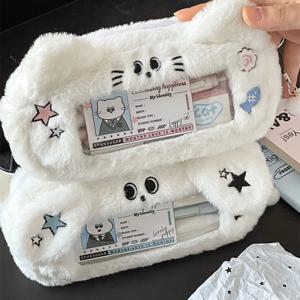 1pcs 대용량 연필 케이스 2 구획 대형 연필 주머니, 사무실 용 플러시 카와이 연필 주머니