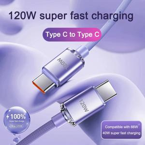 120W USB C-유형 C 케이블 6A PD iPhone 15 Pro Max 용 초고속 충전 데이터 코드 Samsung S24 S23 Xiaomi Redmi 충전기 케이블