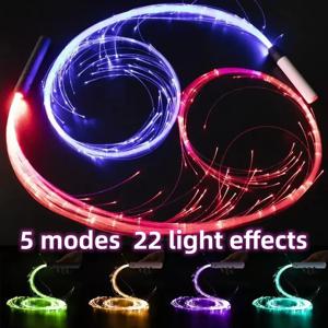 7가지 색상 LED 광섬유 채찍 360 °   회전 빛나는 채찍 RGB 픽셀 라이트 UpFlow 레이스 디스코 댄스 축제 야간 파티 분위기