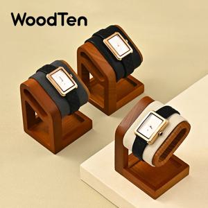 WoodTen 솔리드 우드 시계 디스플레이 스탠드 기본 시계 목걸이 팔찌 주최자 랙 팔찌 Scrunchie 머리띠 쇼케이스 스탠드