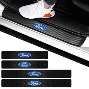 자동차 스타일링 4pcs 탄소 섬유 자동 도어 씰 프로텍터 스티커 포드 포커스 2 3 4 Mondeo Fiesta Ecosport Kuga Fusion Ghia