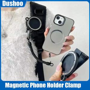 마그네틱 전화 홀더 클램프 핸즈프리 배낭/탄성 로프가있는 벨트 Magsafe iPhone 16 15 14 13 용 휴대용 휴대 전화 스탠드