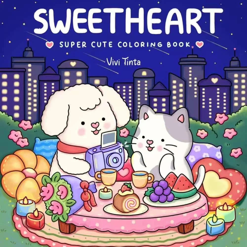 연인: 사랑스러운 동물이 등장하는 성인 및 청소년을 위한 컬러링북 발렌타인