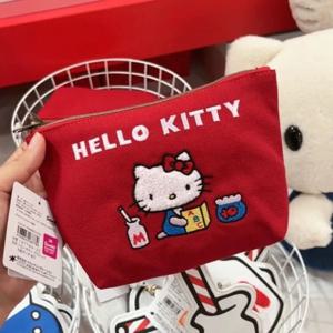 Kawaii 패션 레드 여성 대용량 메이크업 가방 귀여운 소녀 여행용 수납 가방 제로 지갑 선물
