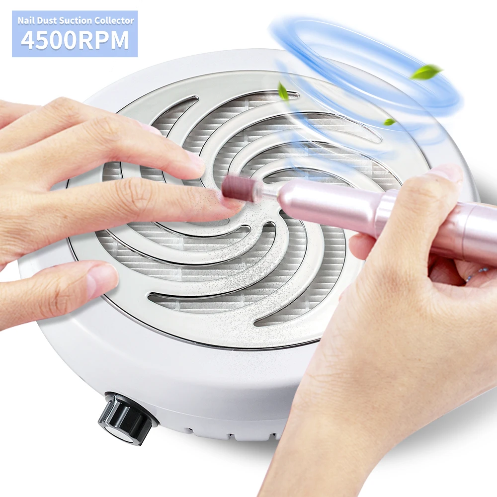 45000 RPM 슈퍼 흡입 네일 먼지 수집가 강력한 손톱 먼지 추출기 네일 아트 매니큐어 팬 진공 청소기 및 필터