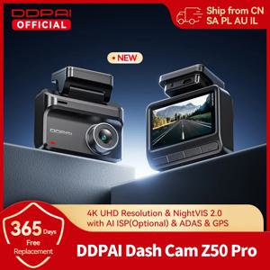 2025 새로운 DDPAI Dash Cam Z50 Pro 4K 자동차 DVR 야간 투시경 5GHz Wi-Fi GPS ADAS 24h 주차 모드 전면 및 후면 카메라 지원
