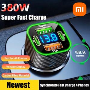 USB C 차량용 전화 충전기 듀얼 PD 4 in 1(전압 디스플레이 포함) iPhone Xiaomi Oppo Vivo Samsung용 초고속 충전 어댑터