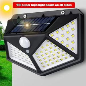 100 LED 태양광 조명 실외 벽 램프 3가지 모드 270 °   조명 각도 IP65 방수 모션 센서 보안 조명 무선 조명