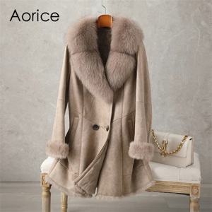 Aorice 여성 진짜 토끼 가죽 모피 코트 자켓 브랜드 새 여성 겨울 폭스 칼라 트렌치 파카 CT189