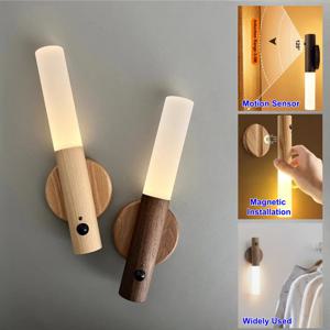LED USB 야간 조명 자기 벽 램프 주방 캐비닛 옷장 모션 센서 라이트 홈 계단 룸 침대 옆 테이블 이동 램프