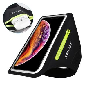 HAISSKY 러닝 스포츠 완장 iPhone 16 15 14 13 12 Pro Max 14 Plus Samsung S24 울트라 지퍼 암 백 케이스 AirPods Pro 3
