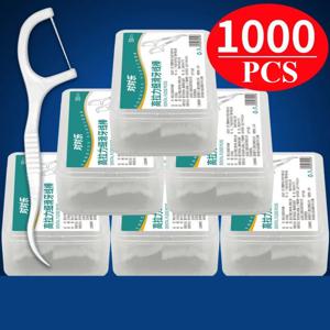 1000/500PCS 휴대용 일회용 치실 플라스틱 이쑤시개 고전압 치실 스틱 치실 상자 ﻿ 구강 관리