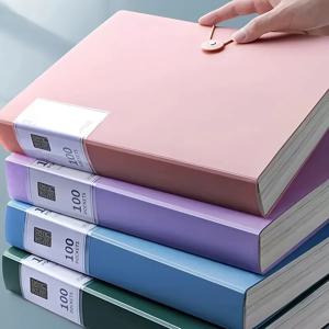 A4 데이터 저장책 - 100페이지, 투명 파일 포켓 저장 및 정리, 문서 데이터 분류 책, 폴더