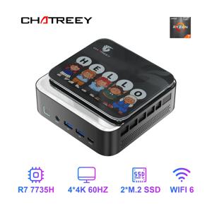 AMD Ryzen 7 7735HS 680M Chatreey AN3P 미니 PC 게이밍 데스크탑 컴퓨터(WiFi 6/블루투스 5.2//HDMI/DP 포함)