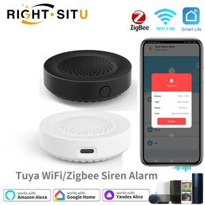 Tuya WiFi ZigBee 사이렌 알람 스마트 홈 라이트 용 100dB 사운드 홈 오토메이션 보안 알람은 Smartlife Alice Alexa와 함께 작동합니다.