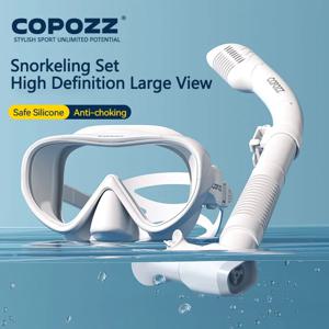 COPOZZ 전문 다이빙 마스크 풀 비전 마스크 수중 스노클 마스크 세트 수영 스노클 HD 안티 안개 다이빙 장비