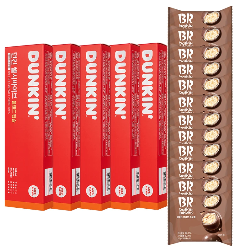 배스킨라빈스 엄마는 외계인 초코볼, 32g, 12개 + 던킨 첼시바이브 100캡슐(네스프레소 호환)