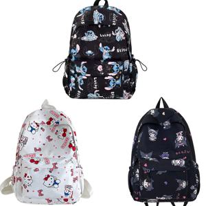 스티치 배낭 헬로 키티 부담 감소 Schoolbag 대용량 여행 가방 가벼운 학생 귀여운 편지지 보관 가방 선물