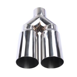 범용 63mm 입구 76mm 출구 이중 실린더 자동차 배기 시스템 교체 용 스테인레스 스틸 배기 테일 파이프 머플러