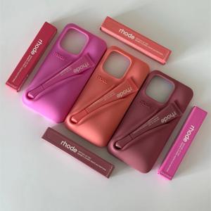 ROHDE 립스틱 슬롯 홀더 소프트 실리콘 케이스 iPhone 16E 16 15 14 13 12 11 Pro Max Plus 솔리드 컬러 ProtectorCover With Box