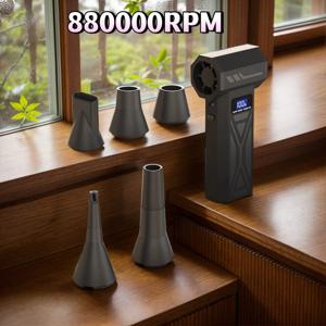 휴대용 공기 송풍기 8800000RPM 4단 조정 터보 제트 송풍기 LED 조명 배터리 디스플레이 무선 압축 공기 먼지 떨이