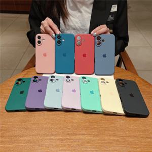아이폰 11 12 13 14 15 16 Pro Max XR X XS Max 7 8 Plus 용 오리지널 고급 리퀴드 실리콘 폰 케이스, 범퍼 충격 방지 커버