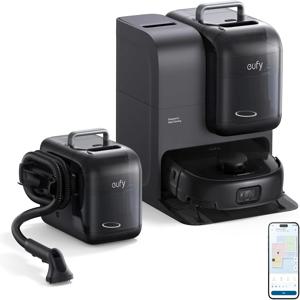 eufy E28 옴니 로봇 진공 및 걸레 콤보, 하이드로젯 시스템, 카펫용 휴대용 딥 클리너 포함, 20,000Pa 터브 25% 신제품