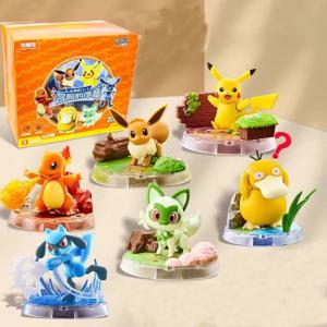 정통 포켓몬 조립 인형 피카추 PSYDUCK EEVEE RIOLU CHARMANDER 액션 피규어 수제 장식품 어린이 장난감 선물